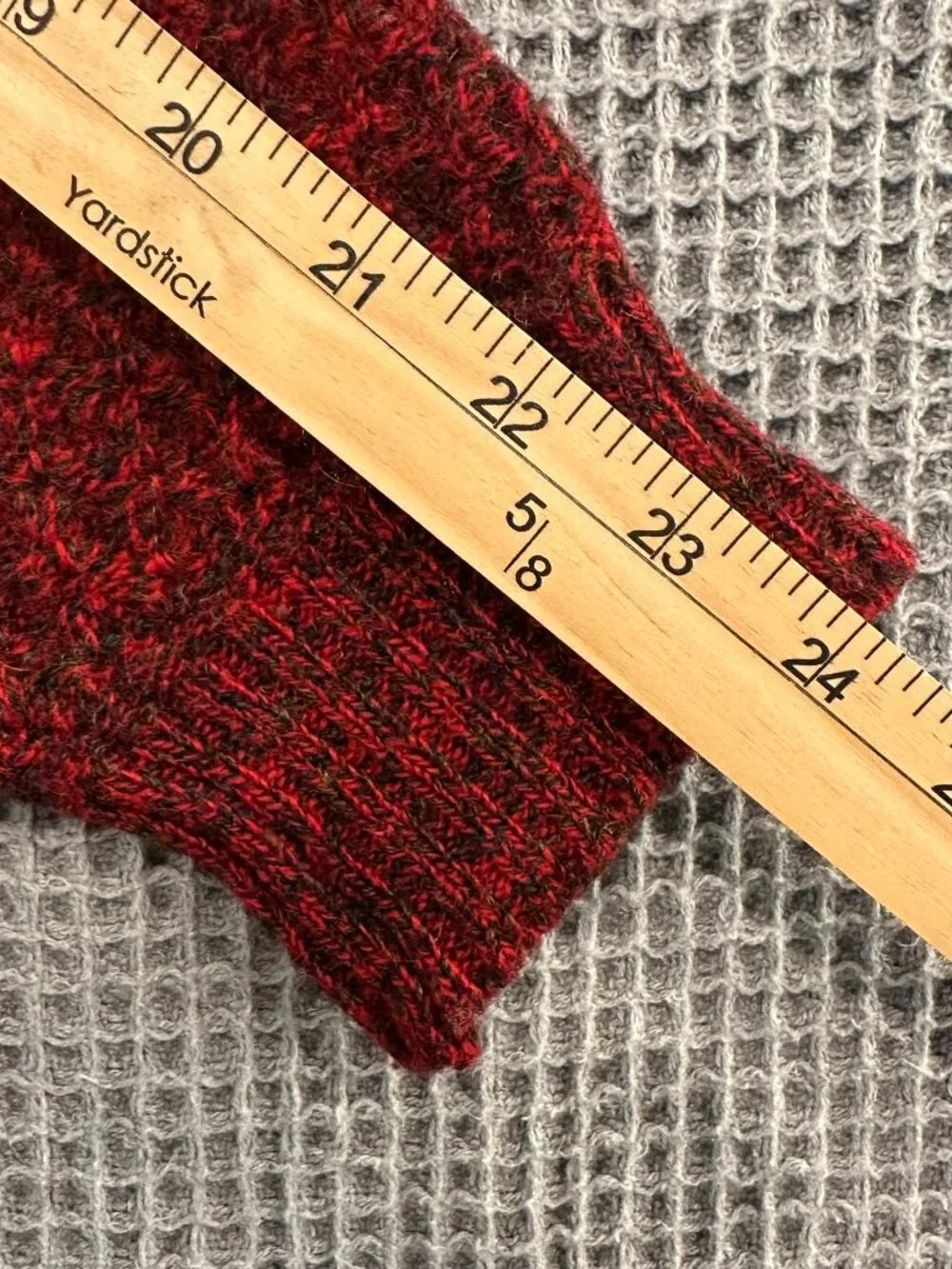 Vintage Crew Clothing Shetland Wool Sweater Large Red Marled Chunky Shawl Neck